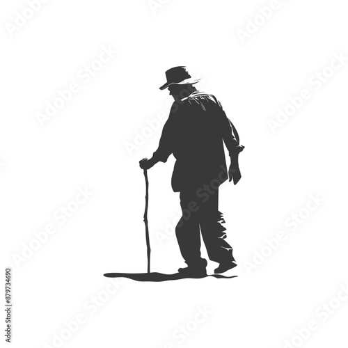 minimalist logo or symbol for elderly man activity black color only