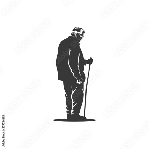 minimalist logo or symbol for elderly man activity black color only