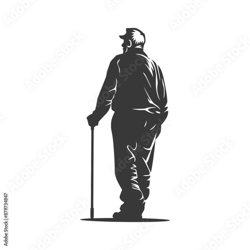 minimalist logo or symbol for elderly man activity black color only