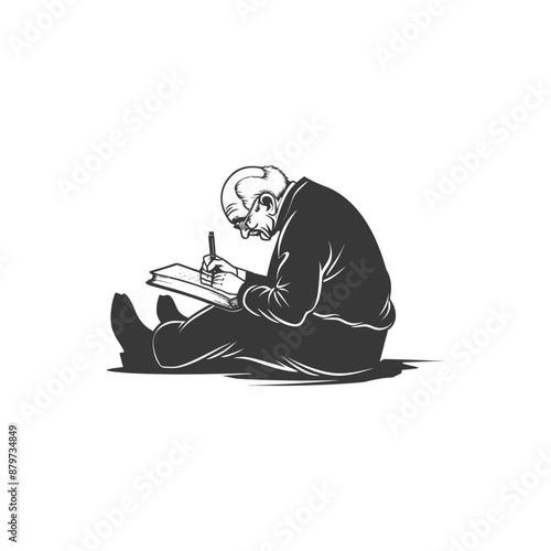 minimalist logo or symbol for elderly man activity black color only
