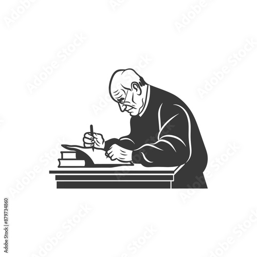 minimalist logo or symbol for elderly man activity black color only