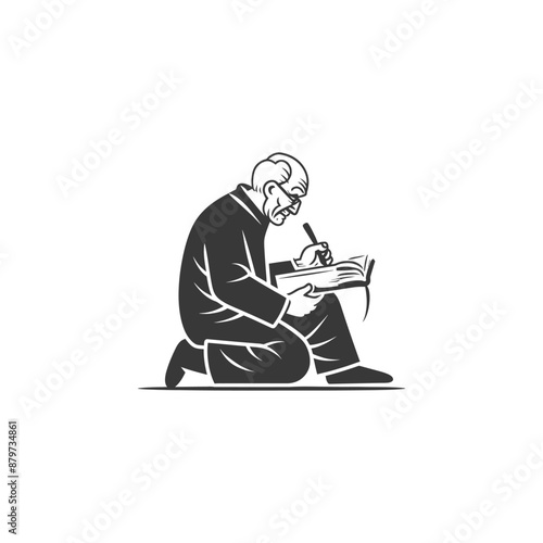 minimalist logo or symbol for elderly man activity black color only