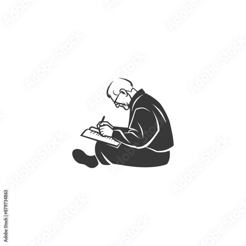 minimalist logo or symbol for elderly man activity black color only