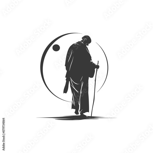 minimalist logo or symbol for elderly man activity black color only