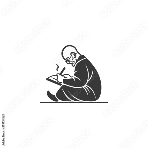 minimalist logo or symbol for elderly man activity black color only