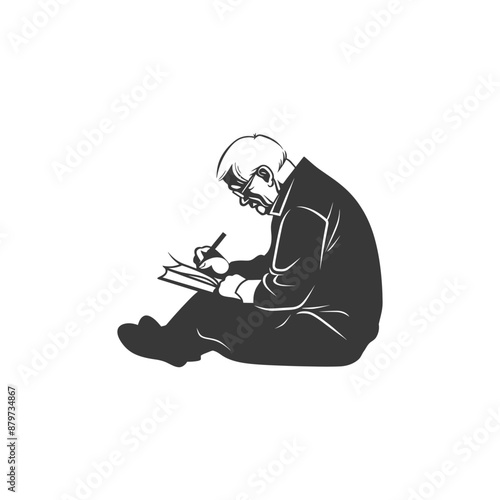 minimalist logo or symbol for elderly man activity black color only