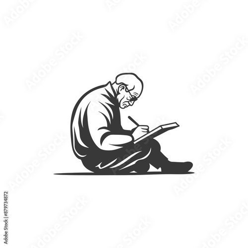 minimalist logo or symbol for elderly man activity black color only