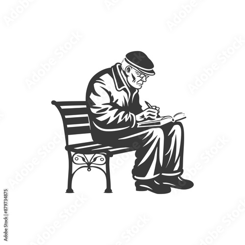 minimalist logo or symbol for elderly man activity black color only