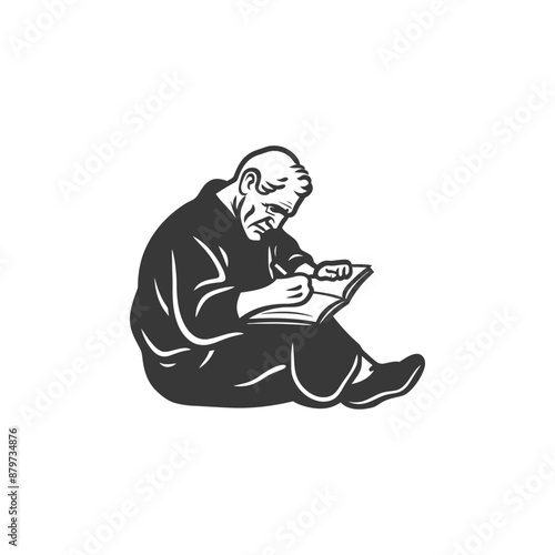 minimalist logo or symbol for elderly man activity black color only