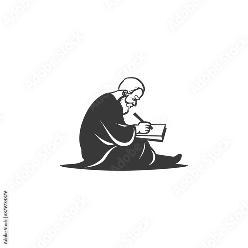 minimalist logo or symbol for elderly man activity black color only