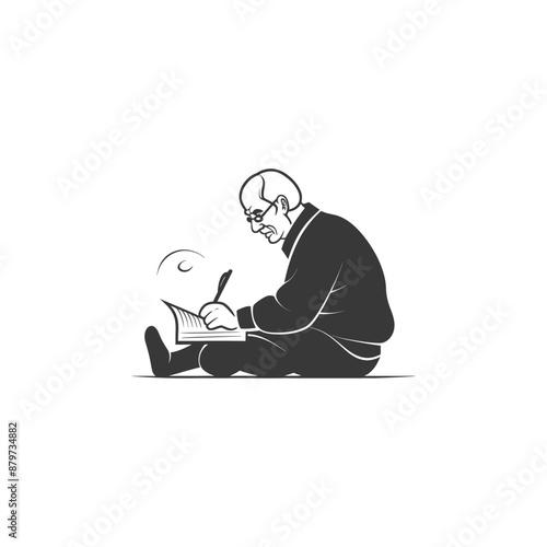 minimalist logo or symbol for elderly man activity black color only