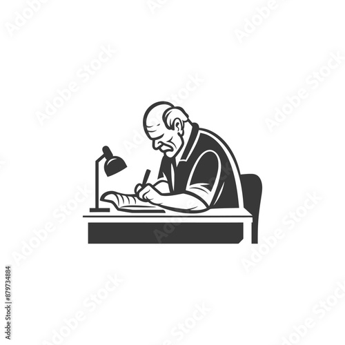 minimalist logo or symbol for elderly man activity black color only