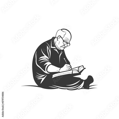 minimalist logo or symbol for elderly man activity black color only
