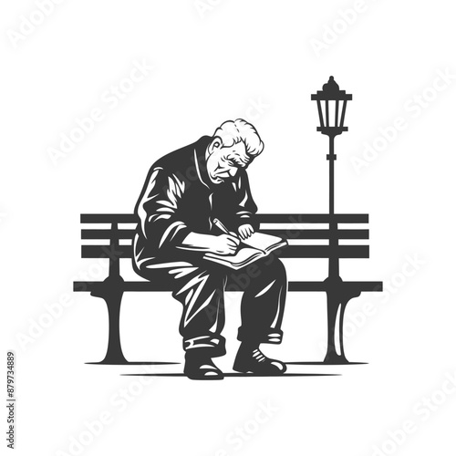 minimalist logo or symbol for elderly man activity black color only
