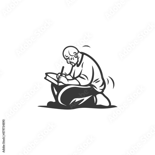 minimalist logo or symbol for elderly man activity black color only