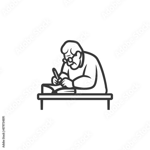 minimalist logo or symbol for elderly man activity black color only