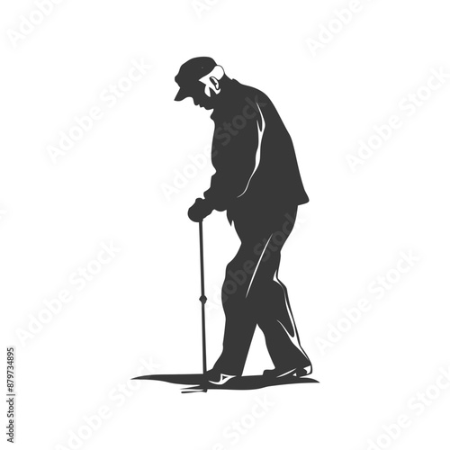 minimalist logo or symbol for elderly man activity black color only