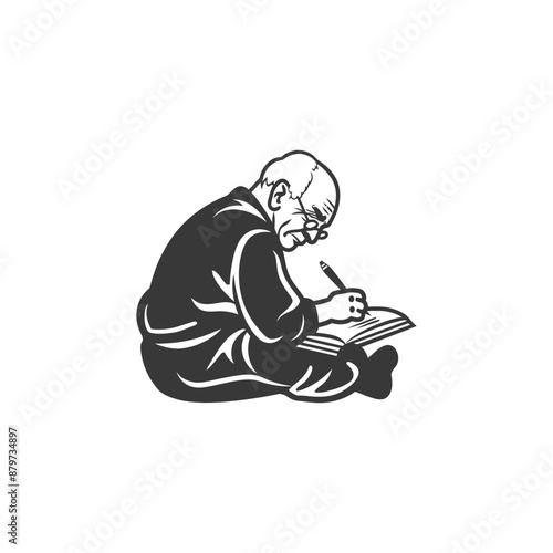 minimalist logo or symbol for elderly man activity black color only