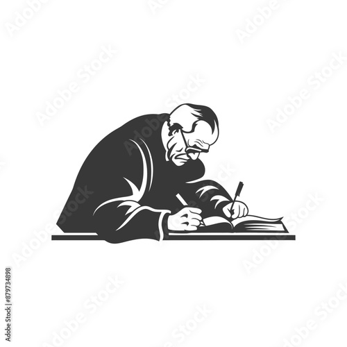 minimalist logo or symbol for elderly man activity black color only