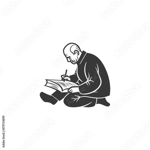 minimalist logo or symbol for elderly man activity black color only