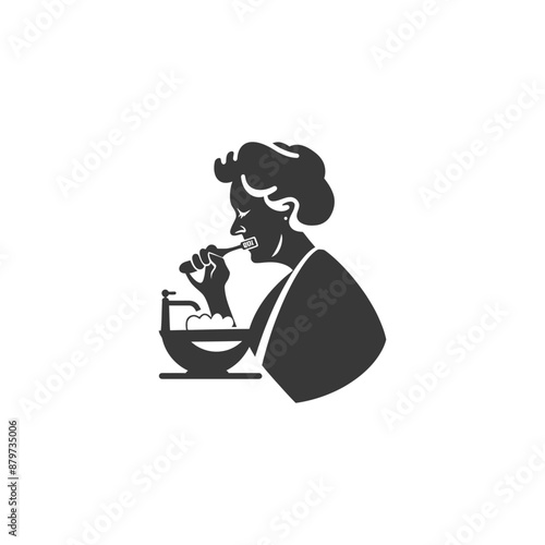 minimalist logo or symbol for elderly woman activity black color only