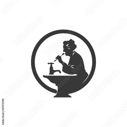 minimalist logo or symbol for elderly woman activity black color only