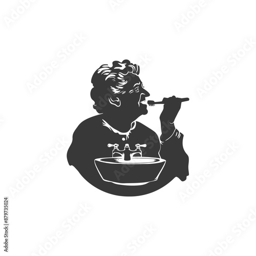 minimalist logo or symbol for elderly woman activity black color only