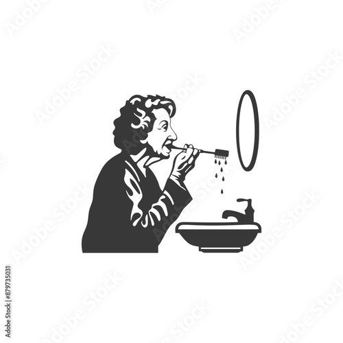minimalist logo or symbol for elderly woman activity black color only