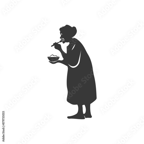 minimalist logo or symbol for elderly woman activity black color only