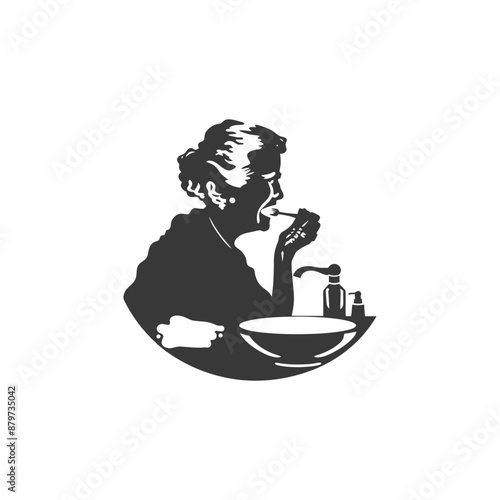 minimalist logo or symbol for elderly woman activity black color only
