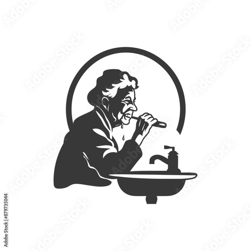 minimalist logo or symbol for elderly woman activity black color only