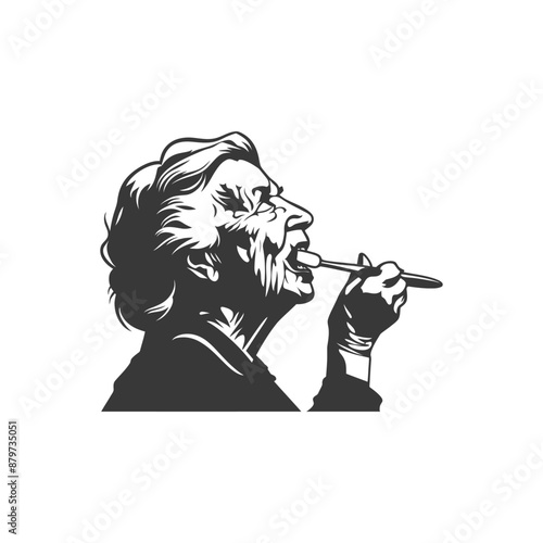 minimalist logo or symbol for elderly woman activity black color only