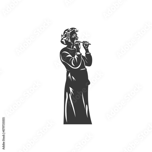 minimalist logo or symbol for elderly woman activity black color only