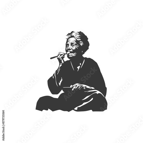 minimalist logo or symbol for elderly woman activity black color only