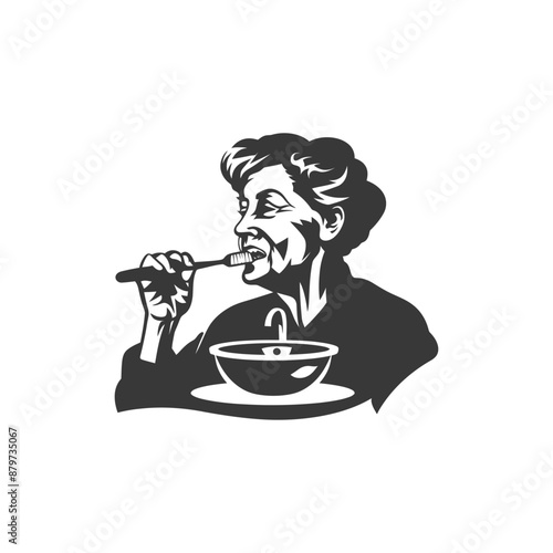 minimalist logo or symbol for elderly woman activity black color only
