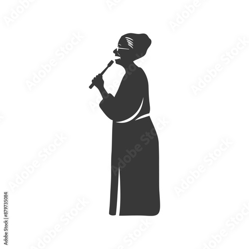 minimalist logo or symbol for elderly woman activity black color only