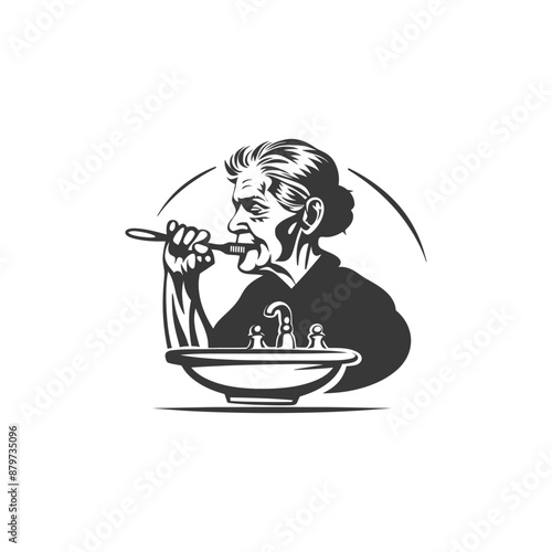 minimalist logo or symbol for elderly woman activity black color only