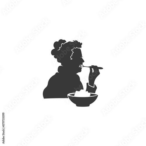 minimalist logo or symbol for elderly woman activity black color only