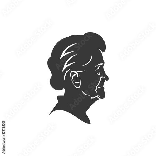 minimalist logo or symbol for elderly woman activity black color only