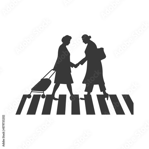minimalist logo or symbol for elderly woman activity black color only