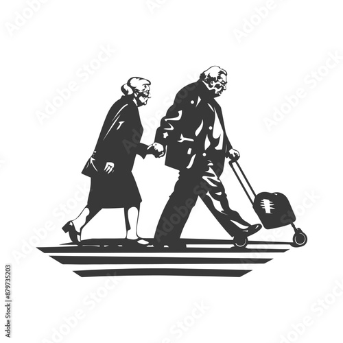 minimalist logo or symbol for elderly woman activity black color only