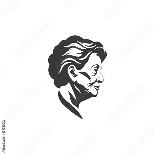 minimalist logo or symbol for elderly woman activity black color only
