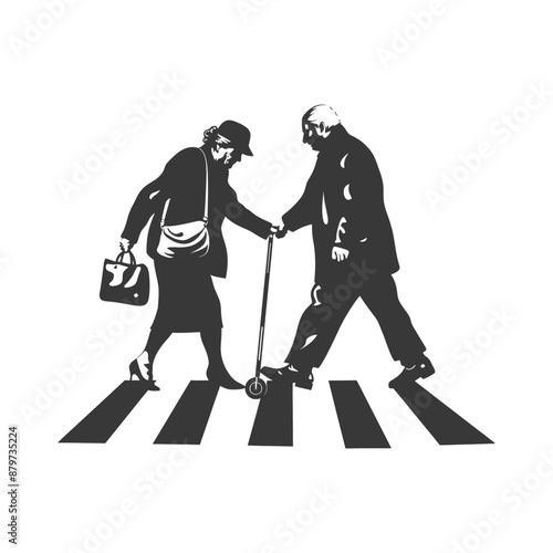 minimalist logo or symbol for elderly woman activity black color only