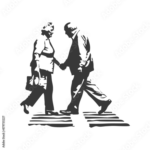 minimalist logo or symbol for elderly woman activity black color only