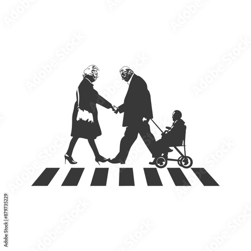 minimalist logo or symbol for elderly woman activity black color only