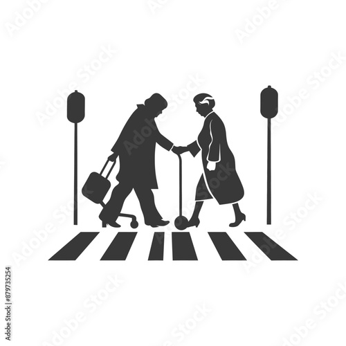 minimalist logo or symbol for elderly woman activity black color only