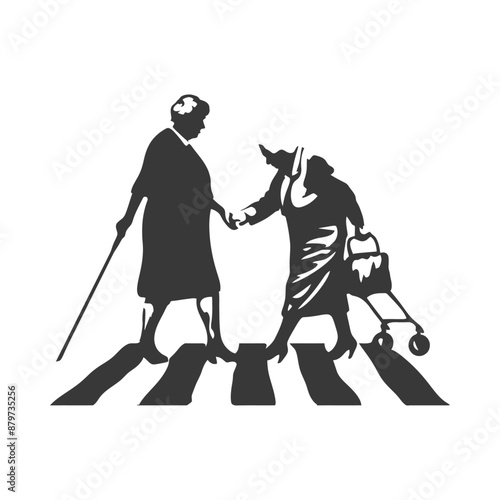 minimalist logo or symbol for elderly woman activity black color only