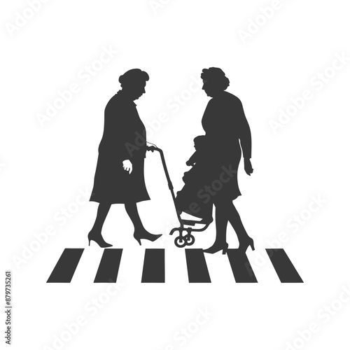 minimalist logo or symbol for elderly woman activity black color only