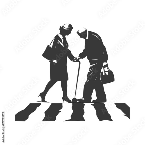 minimalist logo or symbol for elderly woman activity black color only