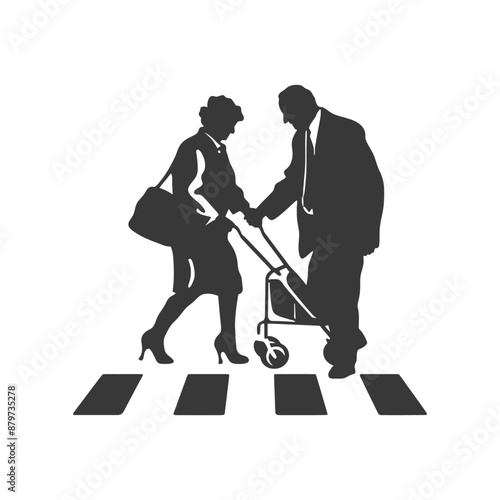 minimalist logo or symbol for elderly woman activity black color only
